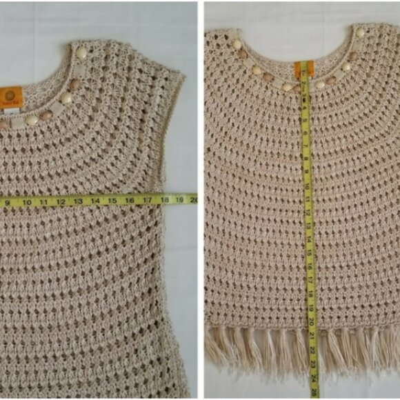Ruby Rd. Women's Crochet Knit Fringe Tassel Hem Swim Cover-Up Top Size Medium - Picture 8 of 8